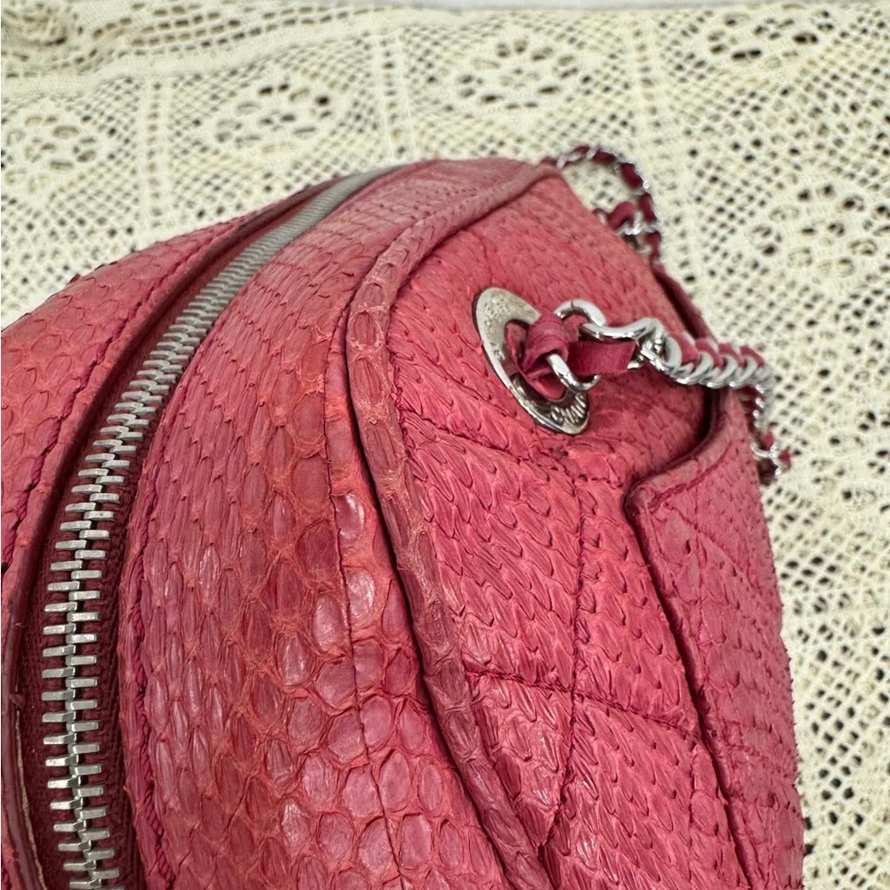 Chanel Red Python Quilted Classic Shoulder Bag - Picture 14 of 16